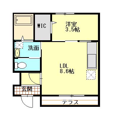 リバーフロント長浜(1LDK/1階)の間取り写真