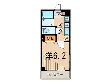 エコロジー都立大学レジデンス(1K/3階)の間取り写真