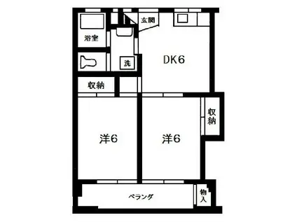 第1ホワイトパレス(2DK/2階)の間取り写真