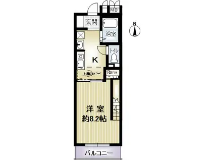 八甲田フィールドアパートメント(1K/4階)の間取り写真