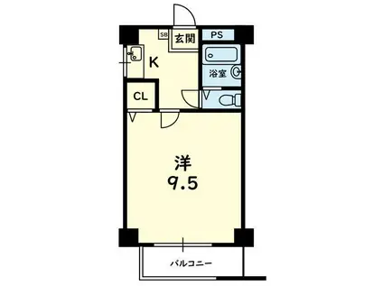 大阿蘇ハイツ(1K/5階)の間取り写真