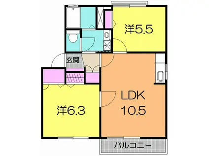 パストラルコートA(2LDK/1階)の間取り写真