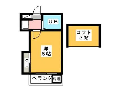 塚原ハイム(1K/2階)の間取り写真