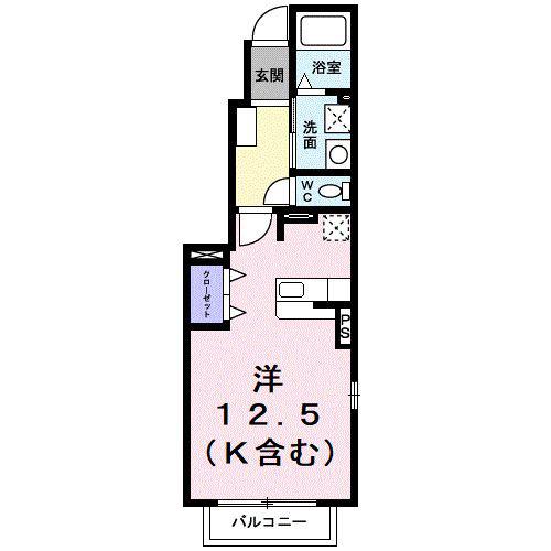 モデルノ デーア(ワンルーム/1階)の間取り写真