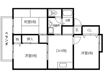 ボナールS(3DK/2階)の間取り写真