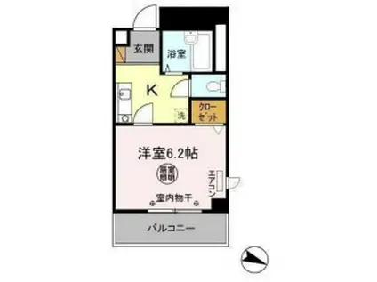 ジー・エムウエストハイツA(1K/3階)の間取り写真