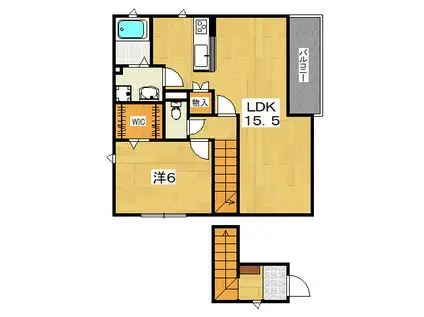 さくら隅田口D棟(1LDK/2階)の間取り写真