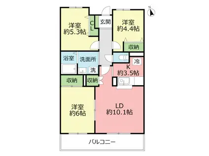 羽黒壱番館(3LDK/2階)の間取り写真