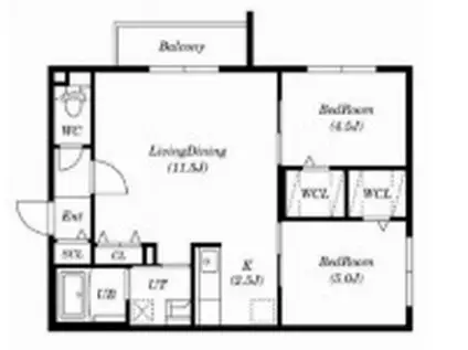 SOLAIE DEUX(2LDK/3階)の間取り写真