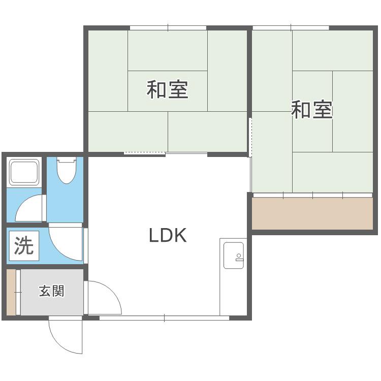 コーポ金沢(2LDK/2階)の間取り写真