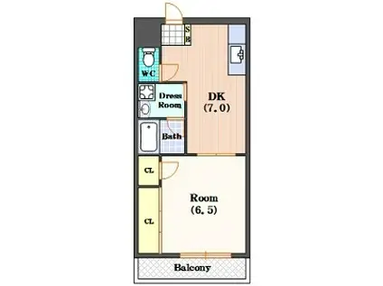 第3難波マンション(1LDK/4階)の間取り写真