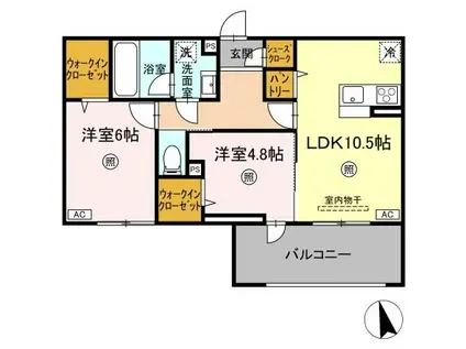フローリア(2LDK/2階)の間取り写真