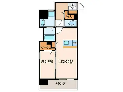 SOLUNA旦過 マーケットプレイス(1LDK/3階)の間取り写真