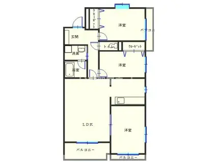 ラフィーネ掛川AI(3LDK/1階)の間取り写真