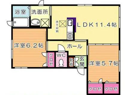 ミュゼ クレベール(2LDK/1階)の間取り写真