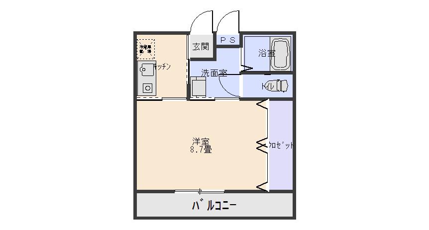 デュエールフジ(1K/1階)の間取り写真