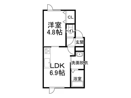 ASOKEBERRY(1DK/1階)の間取り写真