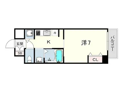 千葉・立花(1K/3階)の間取り写真