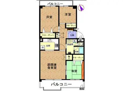 清新北ハイツ(3LDK/10階)の間取り写真