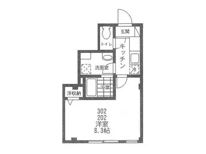 プレジャデス-21(1K/3階)の間取り写真