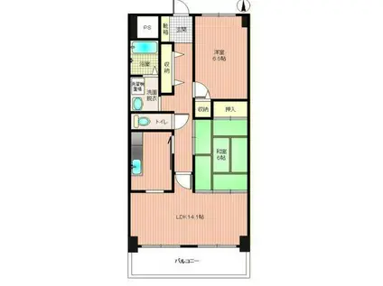 スカール屋島(2LDK/4階)の間取り写真