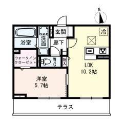 D-ROOM名駅B棟(1LDK/2階)の間取り写真