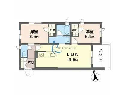 アリビオ田辺(2LDK/4階)の間取り写真