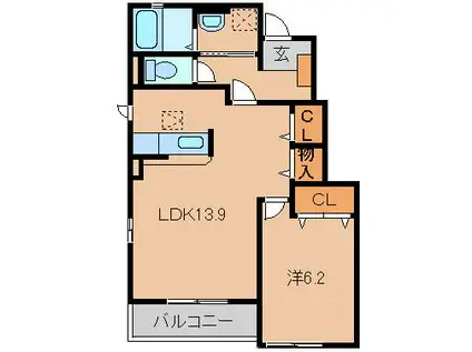 ラセゾンクレール(1LDK/1階)の間取り写真