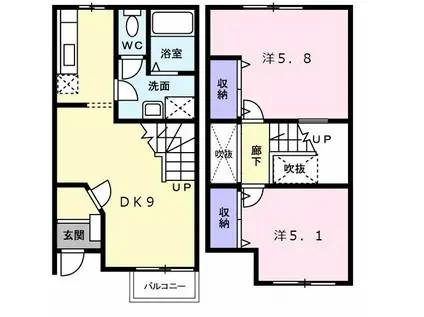 フォレスタII(2DK/1階)の間取り写真