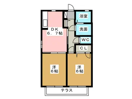 セレーノII(2DK/1階)の間取り写真