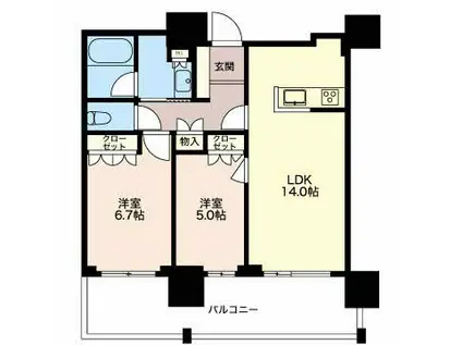 グランドメゾン池下ザ・タワー(2LDK/24階)の間取り写真