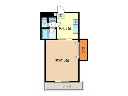 AZURE COURTE II(1K/4階)の間取り写真