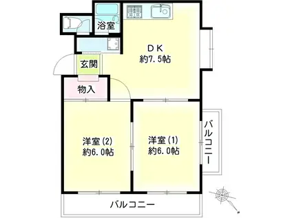 第139新井ビル(2DK/3階)の間取り写真