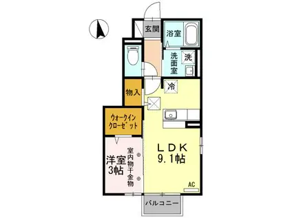 セピアコート(1LDK/1階)の間取り写真