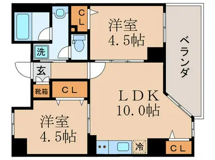 LATTICE HIGASHINO ANNEX(2LDK/5階)の間取り写真
