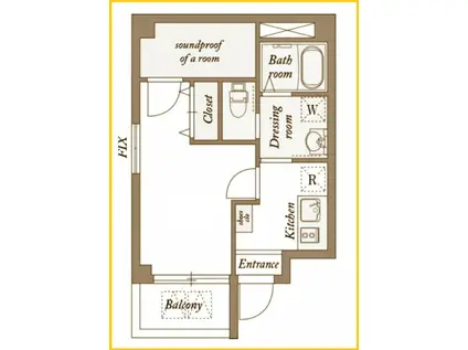 ビーカーサヨコハマヒガシ(1K/1階)の間取り写真