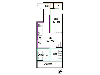 BRAVI MITAKA(1DK/2階)の間取り写真