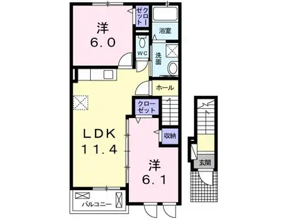 エアリーヒルズ参番館(2LDK/2階)の間取り写真