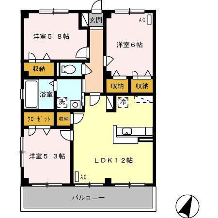 グレイスフルT(3LDK/3階)の間取り写真