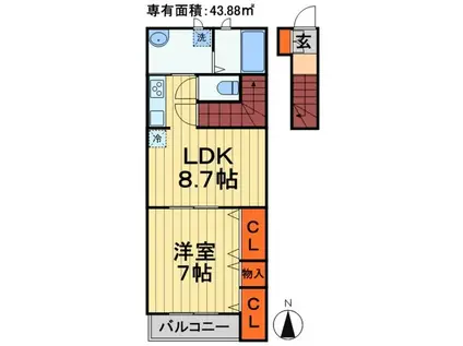 ナリトモ蘇我A(1LDK/2階)の間取り写真