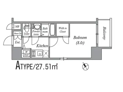 エスリード大阪城アクシス(1K/8階)の間取り写真