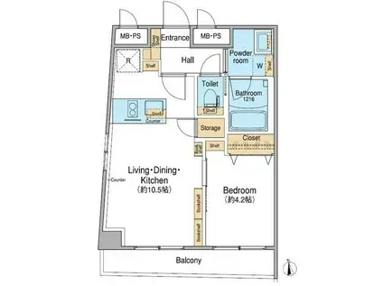 フウ大井町バイラティエラ(1LDK/3階)の間取り写真