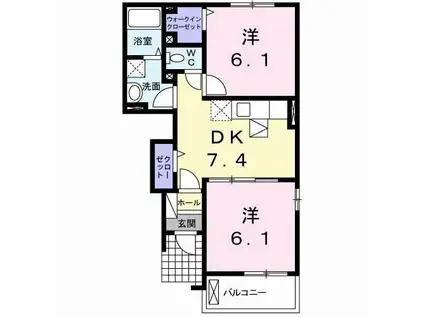セレソII(2DK/1階)の間取り写真
