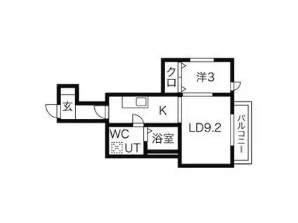 メリディアン国見2丁目(1LDK/3階)の間取り写真
