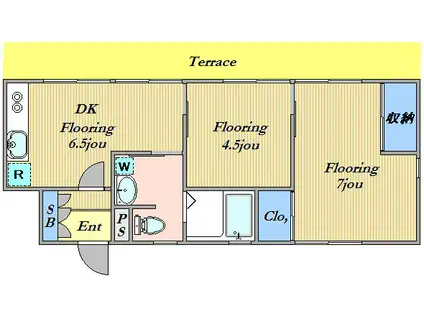 ガーデンカーサ自由が丘(2DK/1階)の間取り写真