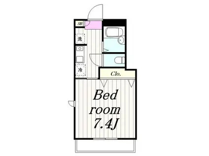 グランカーサ希望が丘(1K/1階)の間取り写真