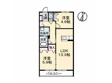 グランマストアベニューA棟(2LDK/3階)の間取り写真