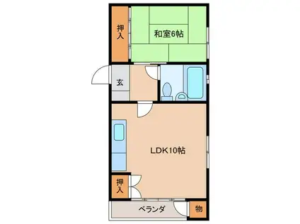 南城マンション(1LDK/1階)の間取り写真