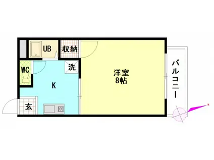 フラッツ21(1K/2階)の間取り写真