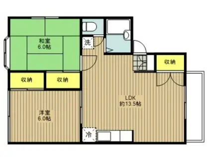 アルファヒルズ(2LDK/1階)の間取り写真